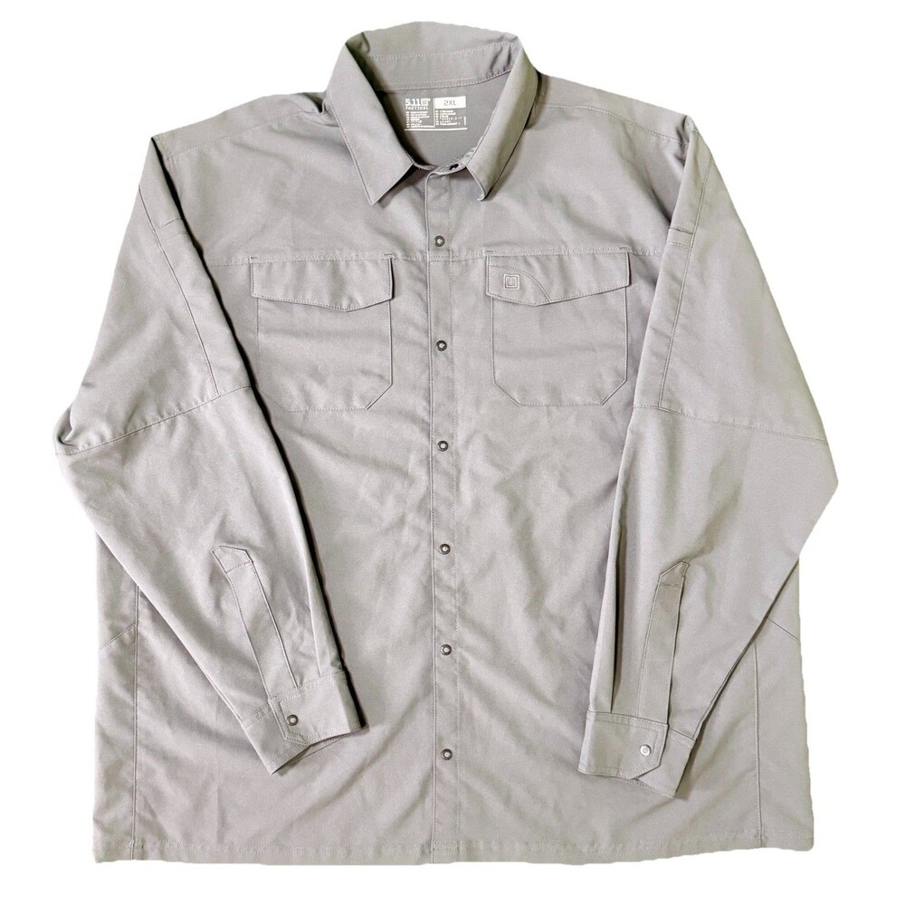 5.11 Tactical Mens Gray Long Sleeve Snap Up Shirt Pockets Workwear Size XXL - Picture 2 of 8